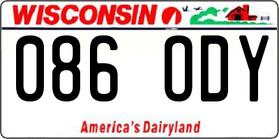 WI license plate 086ODY