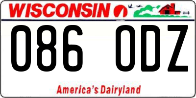 WI license plate 086ODZ