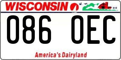 WI license plate 086OEC