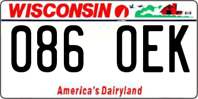 WI license plate 086OEK