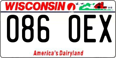 WI license plate 086OEX