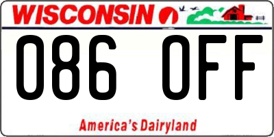 WI license plate 086OFF