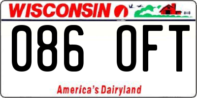 WI license plate 086OFT