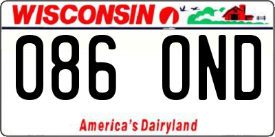 WI license plate 086OND