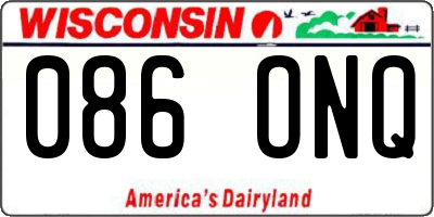 WI license plate 086ONQ