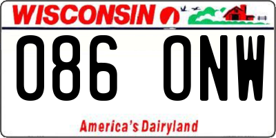 WI license plate 086ONW