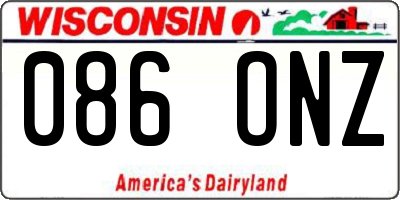 WI license plate 086ONZ