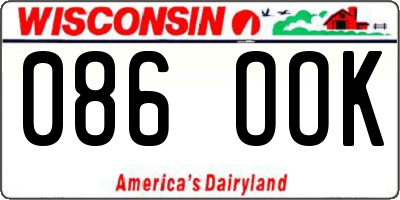 WI license plate 086OOK