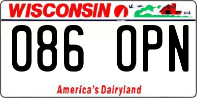 WI license plate 086OPN