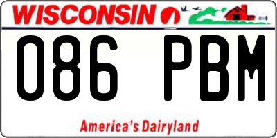 WI license plate 086PBM