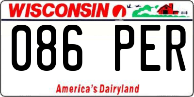 WI license plate 086PER