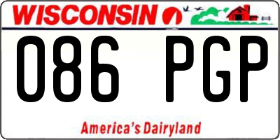WI license plate 086PGP