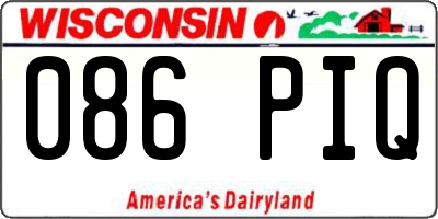 WI license plate 086PIQ