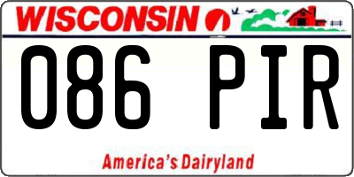 WI license plate 086PIR