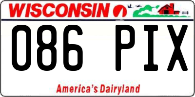 WI license plate 086PIX