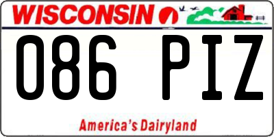 WI license plate 086PIZ