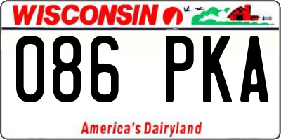 WI license plate 086PKA