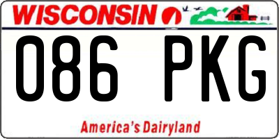 WI license plate 086PKG