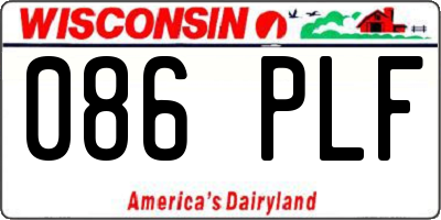 WI license plate 086PLF
