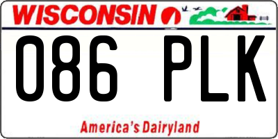 WI license plate 086PLK