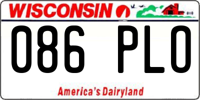 WI license plate 086PLO