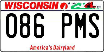 WI license plate 086PMS