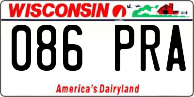 WI license plate 086PRA