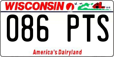 WI license plate 086PTS