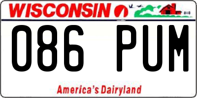 WI license plate 086PUM