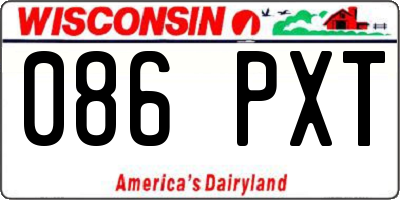 WI license plate 086PXT