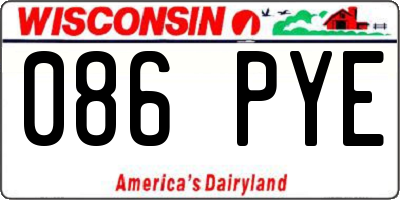 WI license plate 086PYE