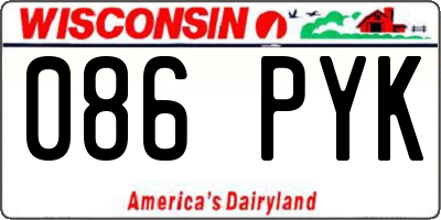 WI license plate 086PYK