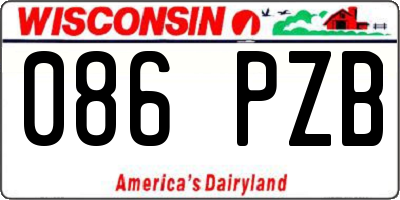 WI license plate 086PZB
