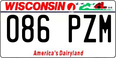 WI license plate 086PZM