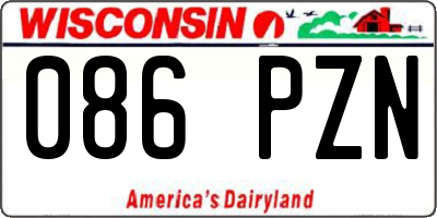 WI license plate 086PZN