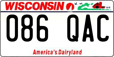 WI license plate 086QAC