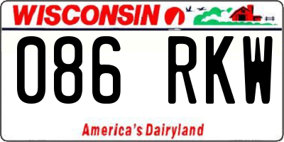 WI license plate 086RKW