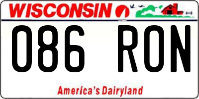 WI license plate 086RON