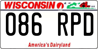 WI license plate 086RPD