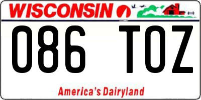 WI license plate 086TOZ