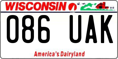 WI license plate 086UAK