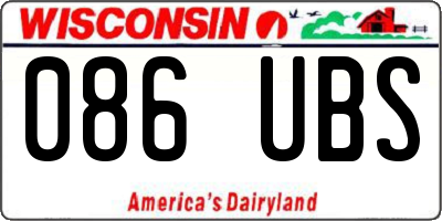 WI license plate 086UBS
