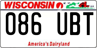WI license plate 086UBT