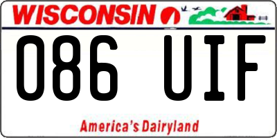 WI license plate 086UIF