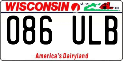 WI license plate 086ULB