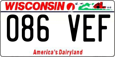 WI license plate 086VEF
