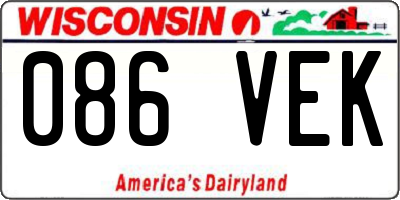 WI license plate 086VEK