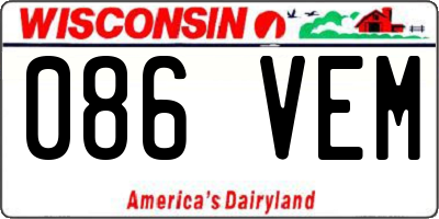 WI license plate 086VEM