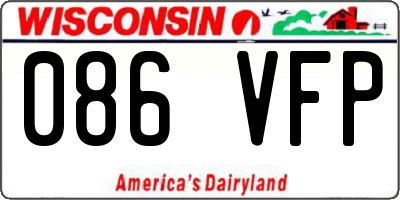 WI license plate 086VFP