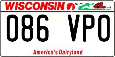 WI license plate 086VPO